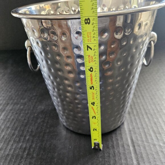 Trudeau Stainless Steel Hammered Design Ring Handles Ice Bucket - Picture 8 of 10